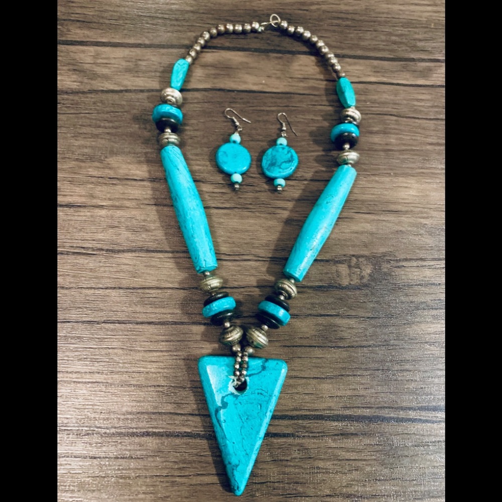 Ferozi Blue Intense Indian Tribal Style Necklace